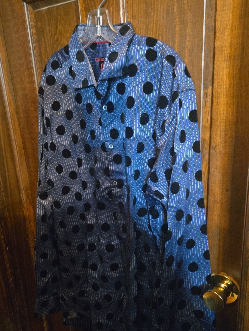 Men's Blue Polka Dot Button-Up Jacket